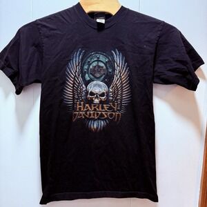 Harley Davidson Shirt Men's Size Large‎ Black Skull Short Sleeve Orlando Florida